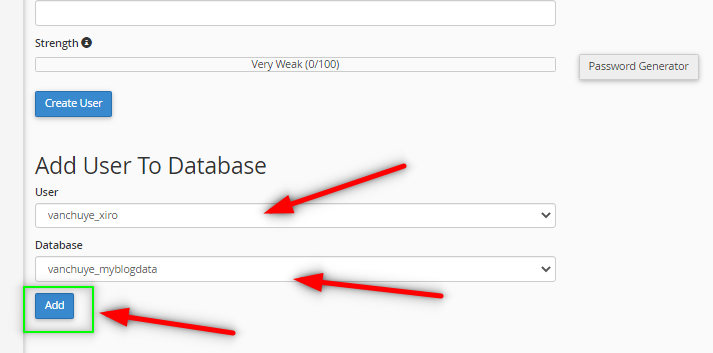 Tiến hành giao database cho user quản lý